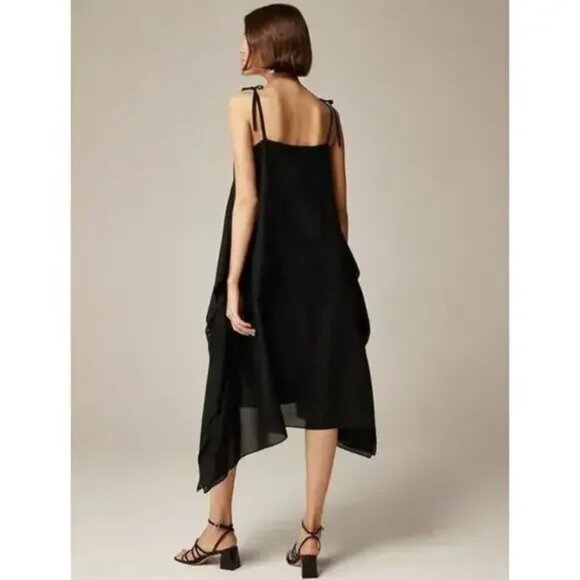 J.Crew Handkerchief Midi Dress, Black, M - Picture 2 of 6